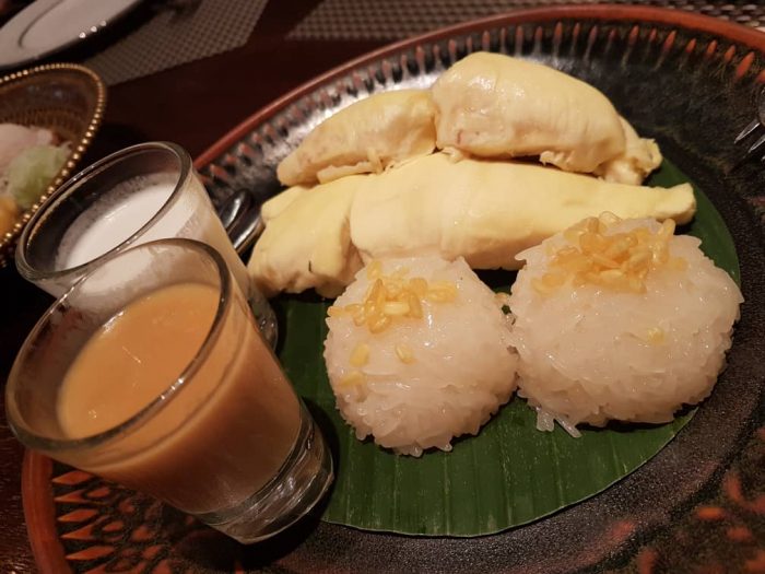 Thai food – Durian# glutinous rice # Teh tarik