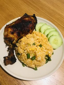 Tom yam fried rice with Thai grilled chicken