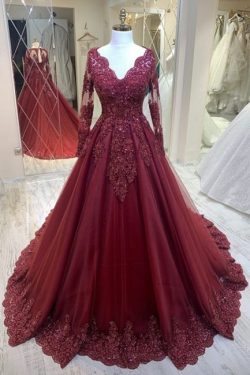 Moderne Abendkleider mit Ärmel | Rote Abiballkleider Günstig