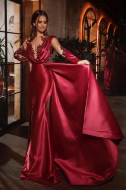 Elegante Abiballkleider Rot | Günstige Abendkleider Mit Ärmel