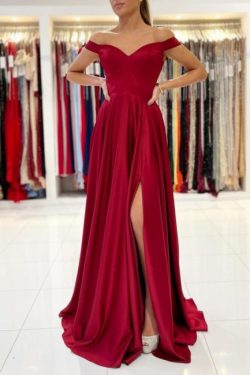 Schlichtes Abendkleid Lang Rot | Abiballkleider Günstig
