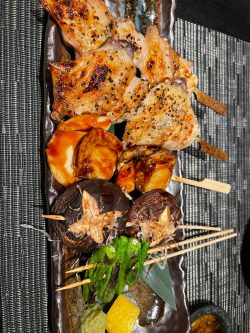 Grilled teriyaki seafood & mushrooms