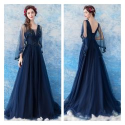 Navy Blue Formal Dresses Online Australia 2021,Open Back Blue Prom Dresses for Party