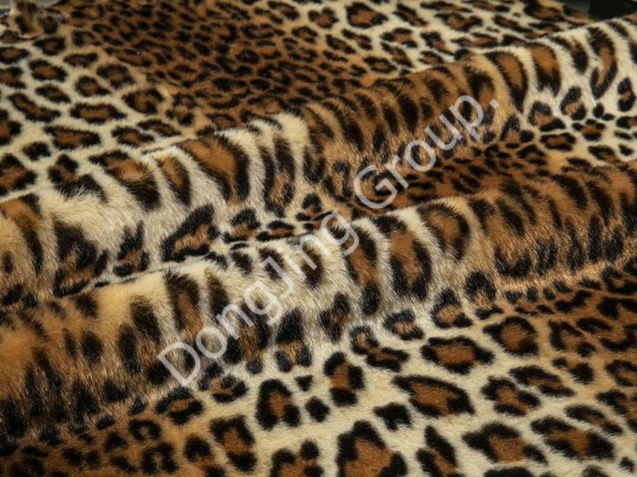 8KY0017-Beige Indian Leopard Print faux fur fabric