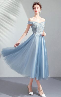 Formaldressau Off the Shoulder Blue Bridesmaid Dress Online in Australia