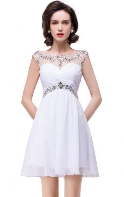 Formaldressau White Chiffon Formal Gowns Online Australia Sleeveless Short Formal Wear