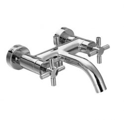 brass faucet double handles hot/cold water wall-mounted bathtub mixer