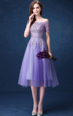 Off the Shoulder Purple Formal Dress 2022-2023