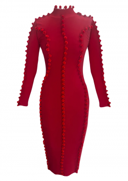 The Vibrant Elegance of the Red Pom Pom Dress
