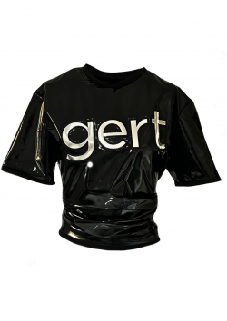 Introducing the Patent Leather Gert T-Shirt: A Stylish Fusion of Comfort and Elegance