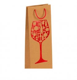 Printed Wine Bottle Kraft Paper Gift Bag