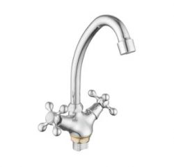 Durable Polished chrome double-handed wheel basin mixer SKDH2304