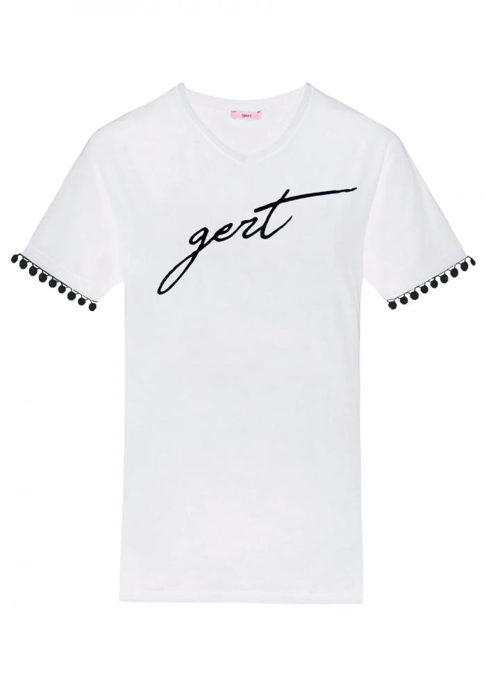Embrace Effortless Style with the Black & White Gert Pom Pom T-Shirt