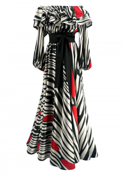 Embrace Wild Elegance with Off the Shoulder Maxi Dress in Zebra Print