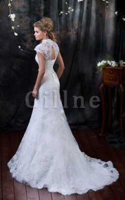 Abito da Sposa Coda A Strascico Corto V-Scollo in Pizzo con Applique Sensuale – Gillne.it