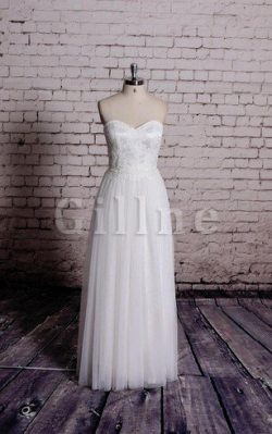 Abito da Sposa A Terra A-Line in Pizzo Cuore Senza Maniche – Gillne.it