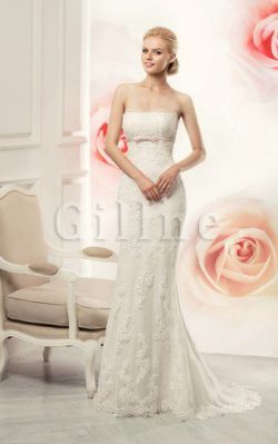 Abito da Sposa A Terra Allacciato Elegante Senza Maniche con Applique – Gillne.it