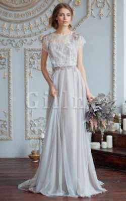 Abito da Sposa A Terra Cappellino in Pizzo in Tulle Formale E Informale – Gillne.it