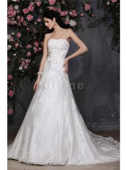 Abito da Sposa A-Line Senza Maniche Senza Strap con Applique Principessa – Gillne.it