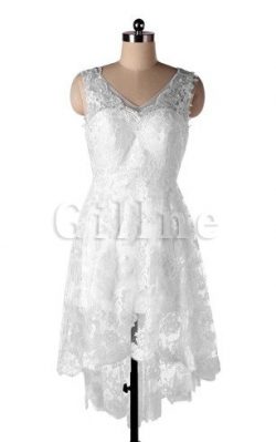 Abito da Sposa Cerniera Semplice V-Scollo Schiena Nuda in Pizzo – Gillne.it