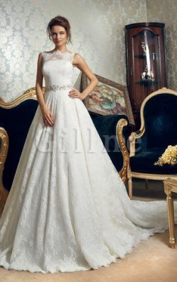 Abito da Sposa Coda A Strascico Corto con Applique Retro in Pizzo A-Line – Gillne.it