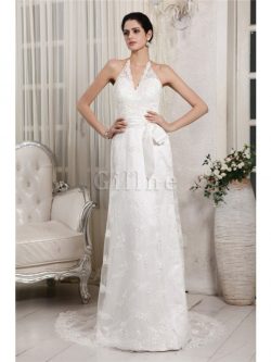 Abito da Sposa con Applique Lunghi Senza Maniche V-Scollo Tubino – Gillne.it