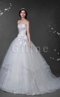 Abito da Sposa con Fiocco con Festone A Terra Senza Strap con Perline – Gillne.it