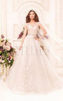 Abito da Sposa con Manica Corte Lunghi con Applique A-Line Tondo – Gillne.it