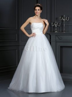 Abito da Sposa con Piega Ball Gown in Taffeta Coda A Strascico Corto Senza Strap – Gillne.it