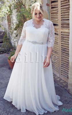 Abito da Sposa Elegante decorato Semplice A Terra A-Line – Gillne.it