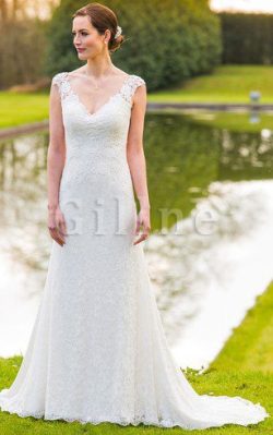 Abito da Sposa Elegante in Pizzo con Applique Semplice A-Line – Gillne.it