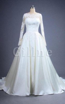 Abito da Sposa in Pizzo Cerniera Originale con Maniche Lunghe Seghettato Scollo – Gillne.it