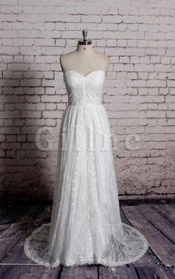 Abito da Sposa Senza Maniche in Pizzo con Piega in Pizzo A-Line – Gillne.it