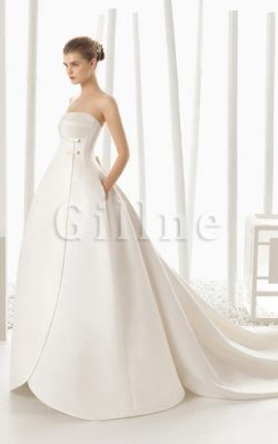 Abito da Sposa Senza Maniche Schiena Nuda in Raso A-Line Lunghi – Gillne.it