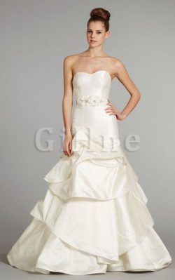 Abito da Sposa Senza Spalline con Nastro Schiena Nuda A-Line con Perline – Gillne.it