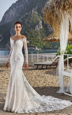 Abito da Sposa Sirena Cuore con Applique Tubino con Ricamo – Gillne.it