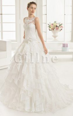 Abito da Sposa a Chiesa Senza Maniche in Tulle con Increspature Moderno – Gillne.it