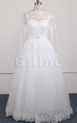 Abito da Sposa A-Line in Pizzo in Paillette Naturale Sirena – Gillne.it