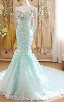 Abito da Sposa Allacciato con Applique in Pizzo con Perline Senza Maniche – Gillne.it