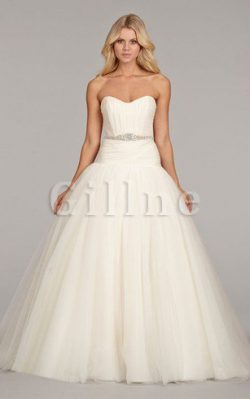 Abito da Sposa Ball Gown Spazzola Treno Naturale in Tulle con Perline – Gillne.it