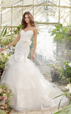 Abito da Sposa con Fiocco con Seghettato in Tulle in Pizzo con Fusciacca – Gillne.it