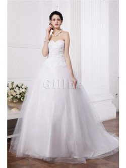 Abito da Sposa con Perline Radiosa Lungo Senza Maniche con Applique – Gillne.it