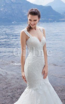 Abito da Sposa Cuore Sirena Spazzola Treno con Applique in Pizzo – Gillne.it