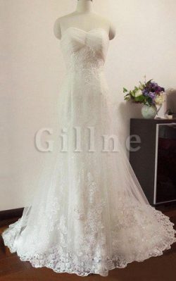 Abito da Sposa in Pizzo Buco Della Serratura Schiena con Applique Cuore Cappellino – Gillne.it