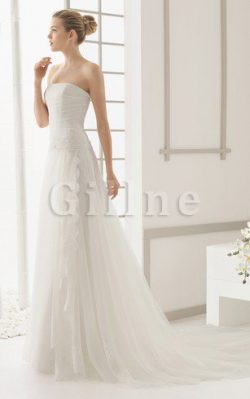 Abito da Sposa in Pizzo con Festone Semplice Senza Strap a Chiesa – Gillne.it