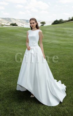 Abito da Sposa Largo con Nastro in Raso in Pizzo con Festone – Gillne.it