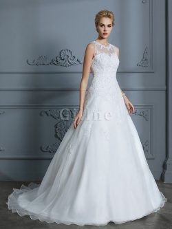 Abito da sposa particolare a terra con ricamo abbagliante con perline convenzionale – Gill ...