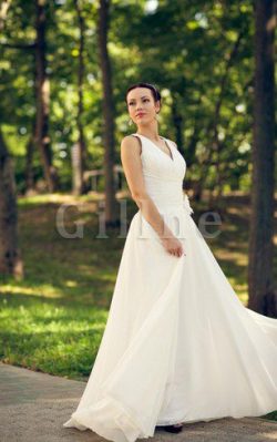 Abito da Sposa Semplice Naturale A Terra A-Line con Fiore – Gillne.it