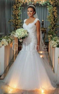 Abito da Sposa Senza Maniche Moda in Tulle Naturale con Applique – Gillne.it