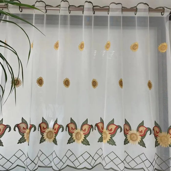 Sunflower Flower Pattern Towel Cheap Embroidery Curtain for Kitchen and Cafe